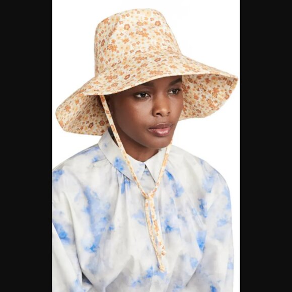 NIB LACK OF COLOR Holiday Bucket Hat Peach Bloom Floral Print S/M Retail $125.00 main image 10